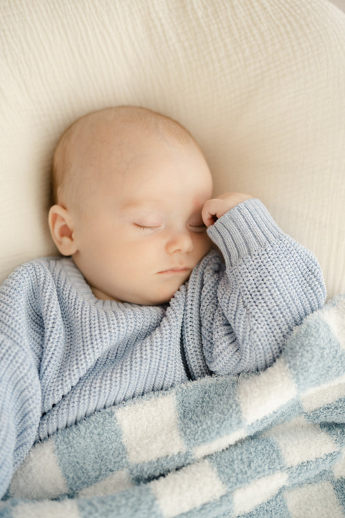 Baby Checkered Blanket With Pacifier Attachment